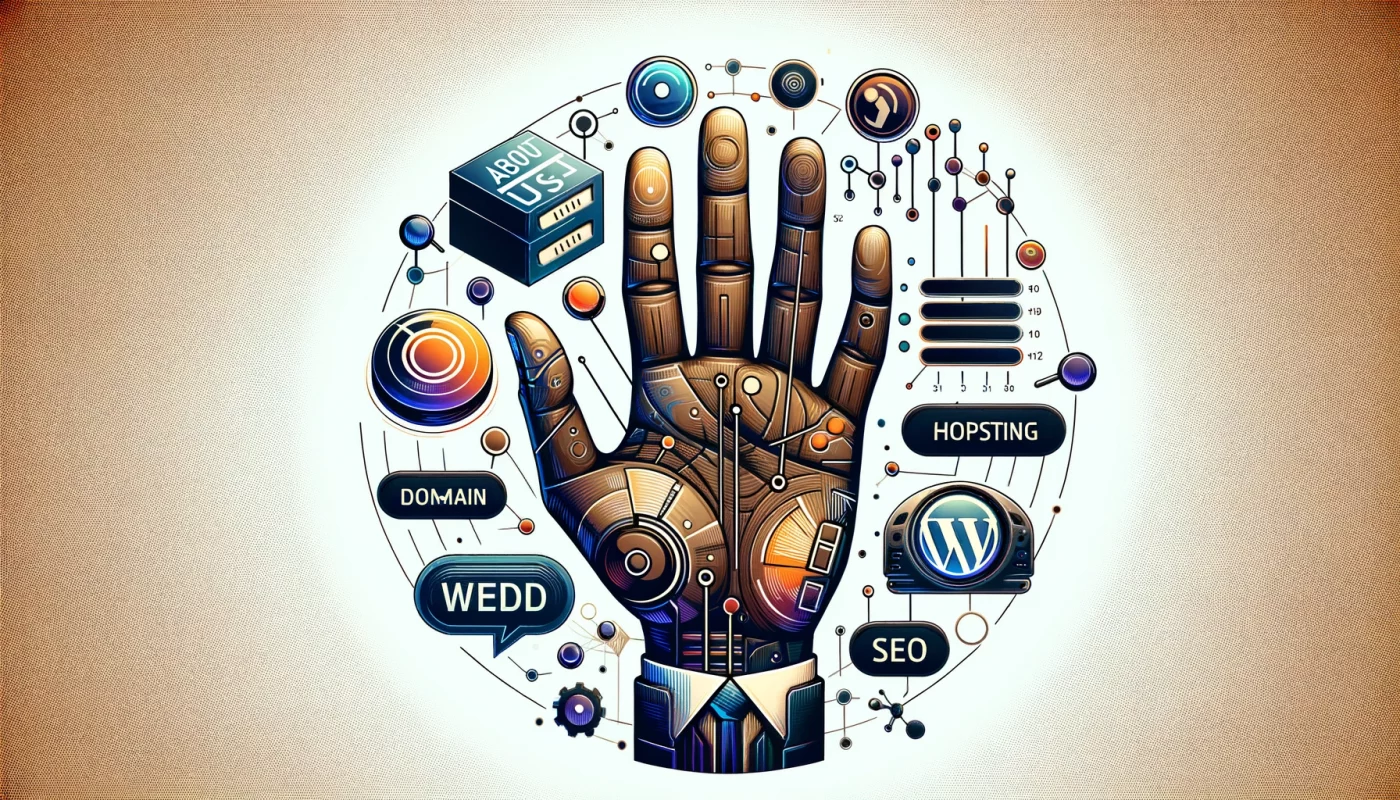 Abstract image showcasing the essence of OMLYMS' digital services including domain registration, SEO, web hosting, and WordPress management.